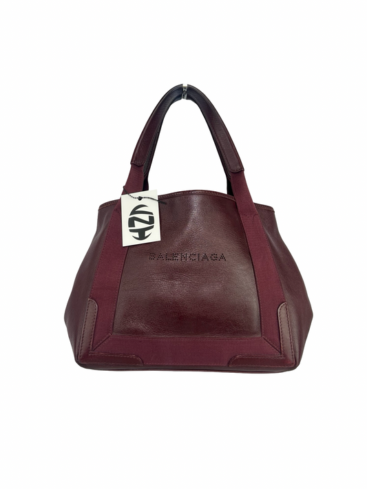 Balenciaga Leather Navy Cabas Bag