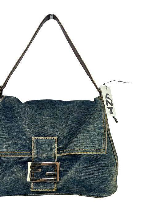 Fendi Denim Mamma Baguette Shoulder Bag