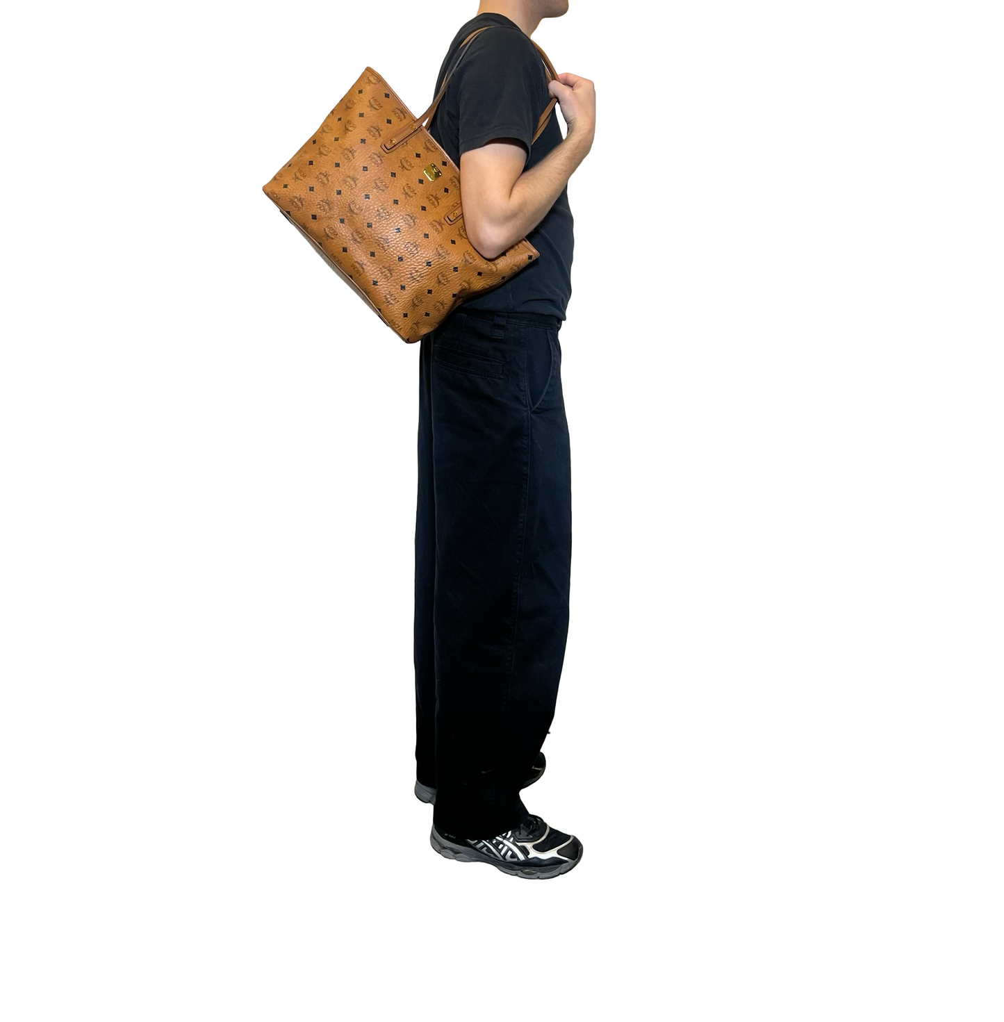 MCM Visetos Medium Anya Top Zip Shopper Tote