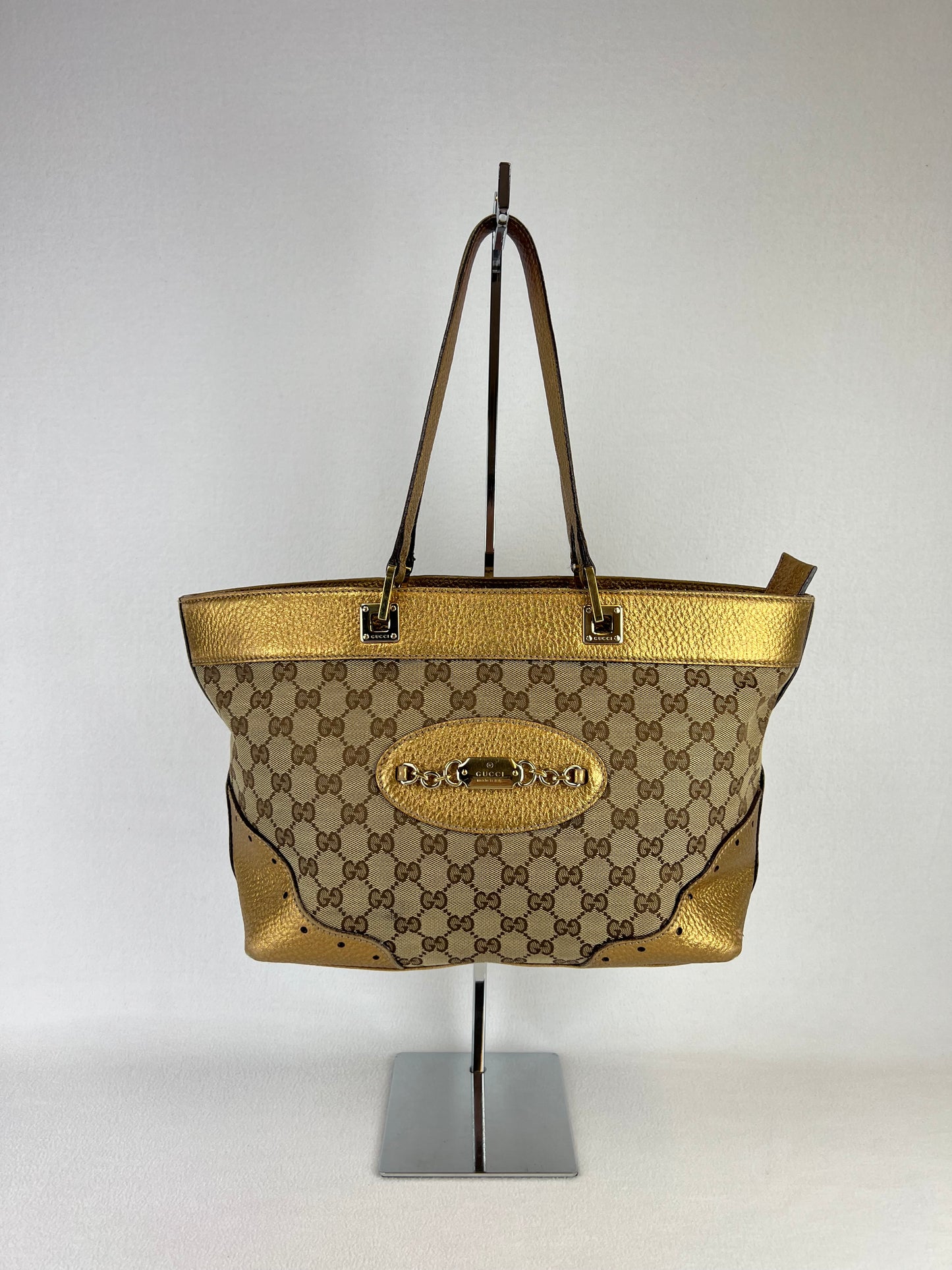 Gucci Vintage Gold Canvas Tote Bag