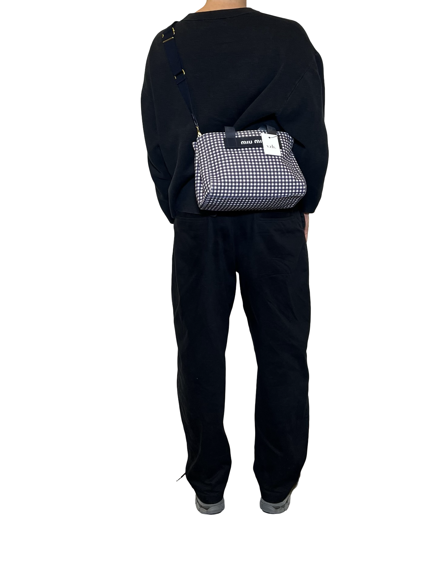 Miu Miu Navy Checkered Two Way Bag