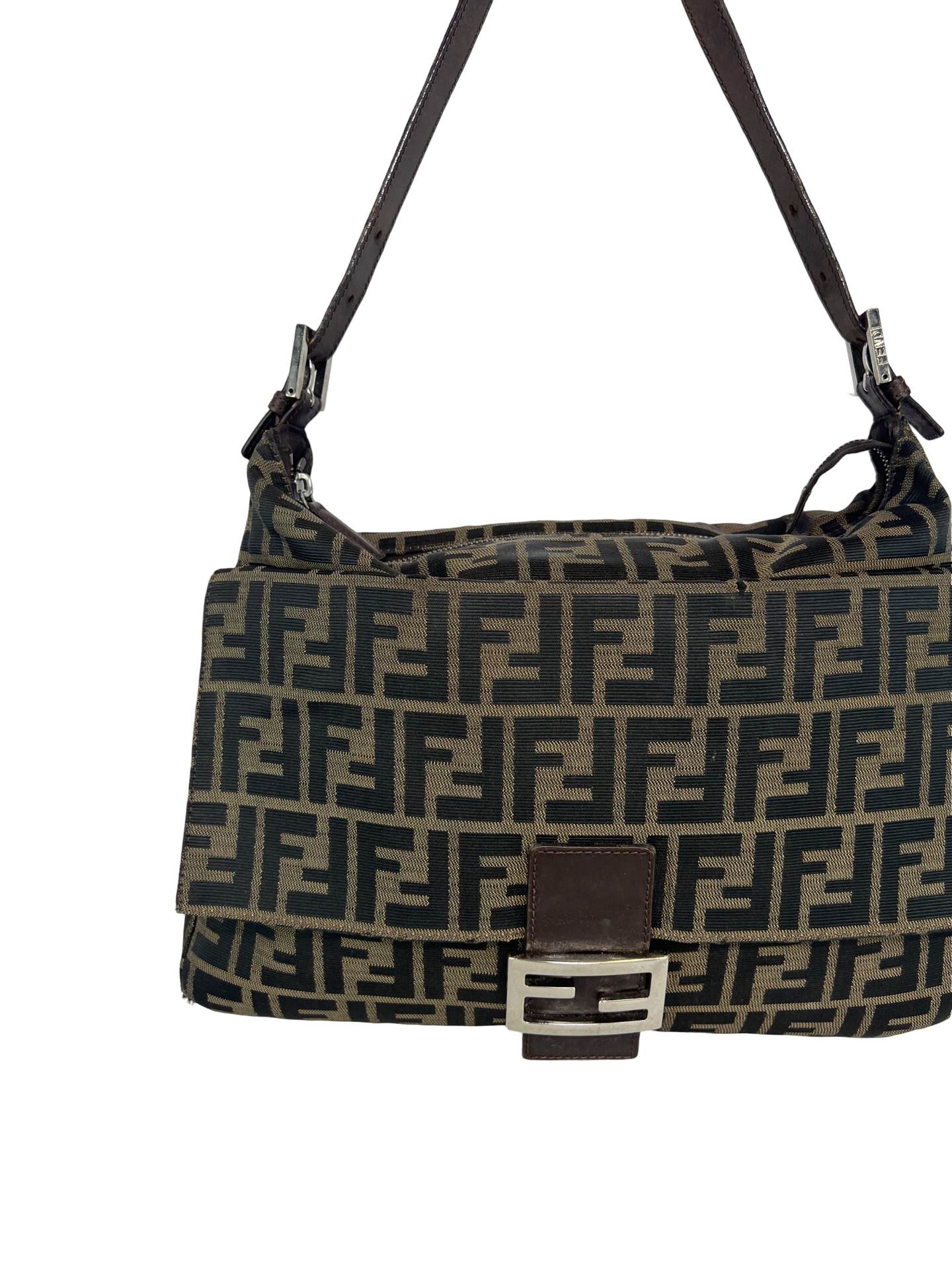 Fendi Zucca Canvas Mama Baguette Grande Shoulder Bag