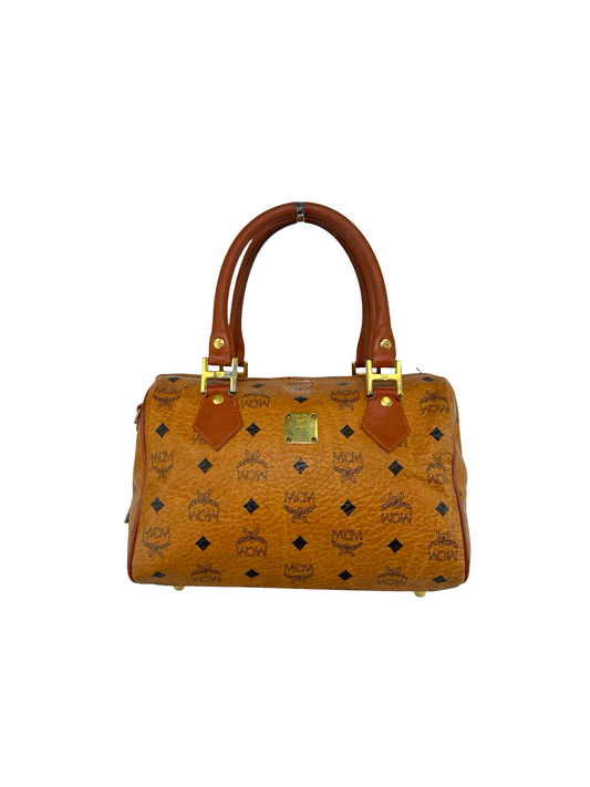 MCM Visetos Logogram Boston Bag 25