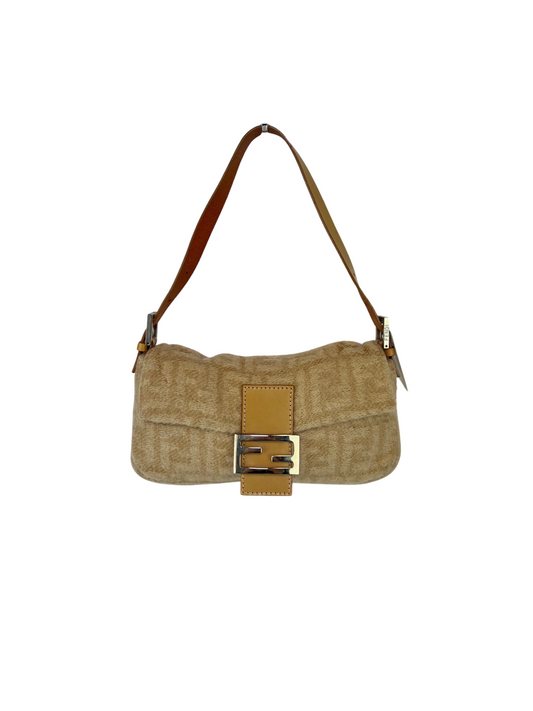 Fendi Wool Mamma Baguette Shoulder Bag