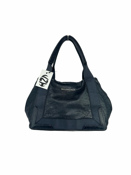 Balenciaga Leather Navy Cabas Bag