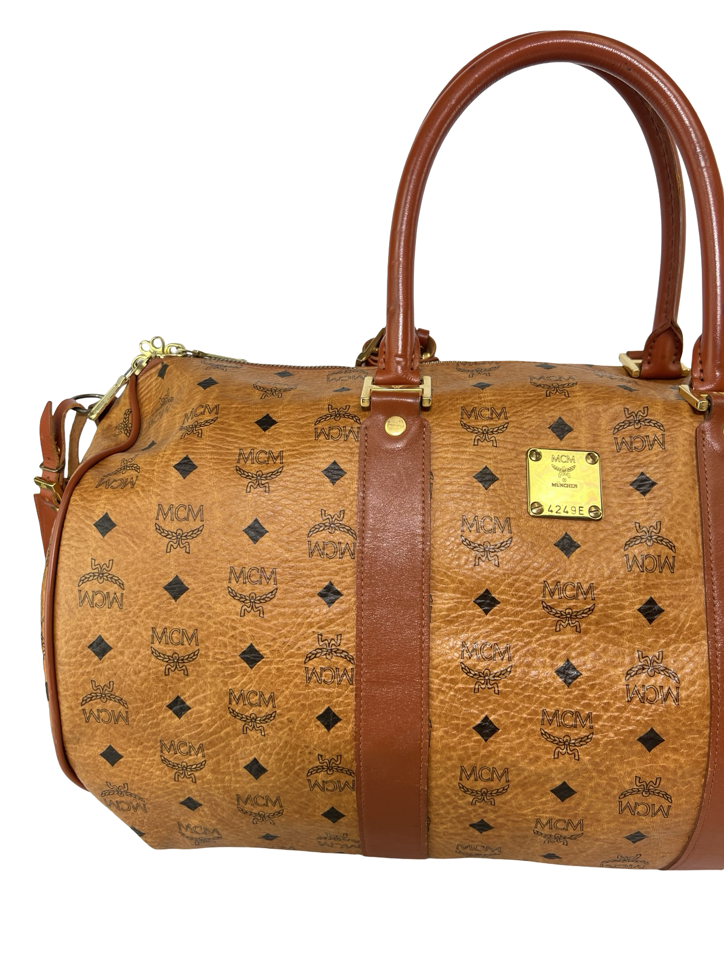 MCM Visetos Logogram Boston Bag 50