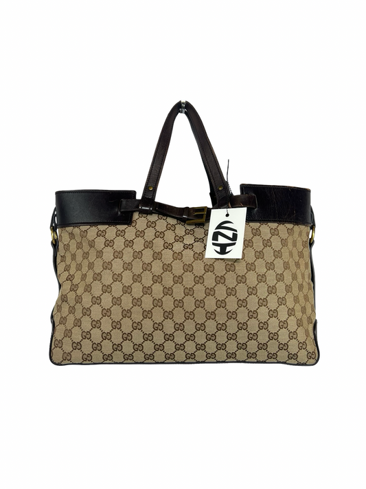 Gucci Canvas Belted Tote Bag