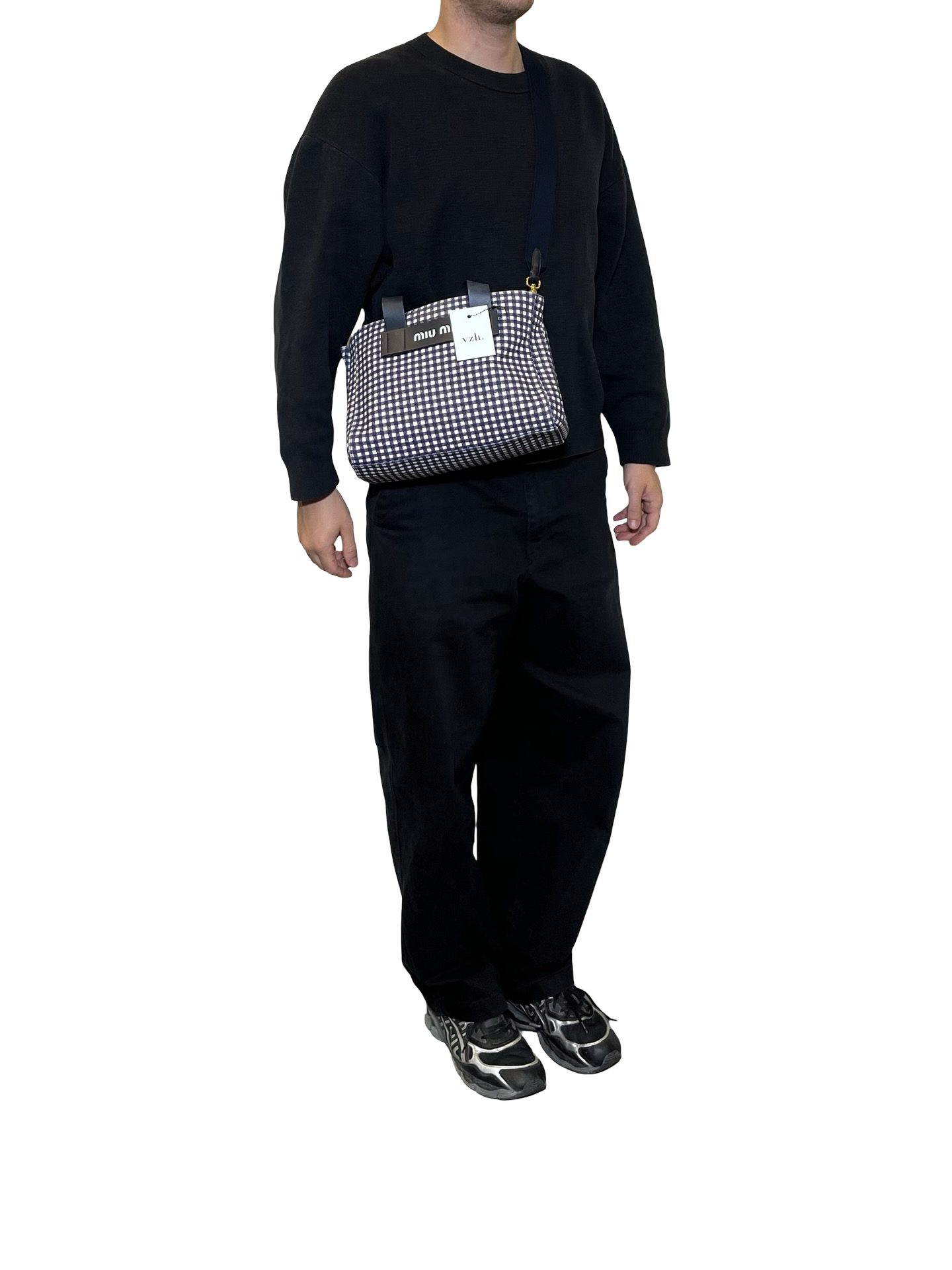 Miu Miu Navy Checkered Two Way Bag