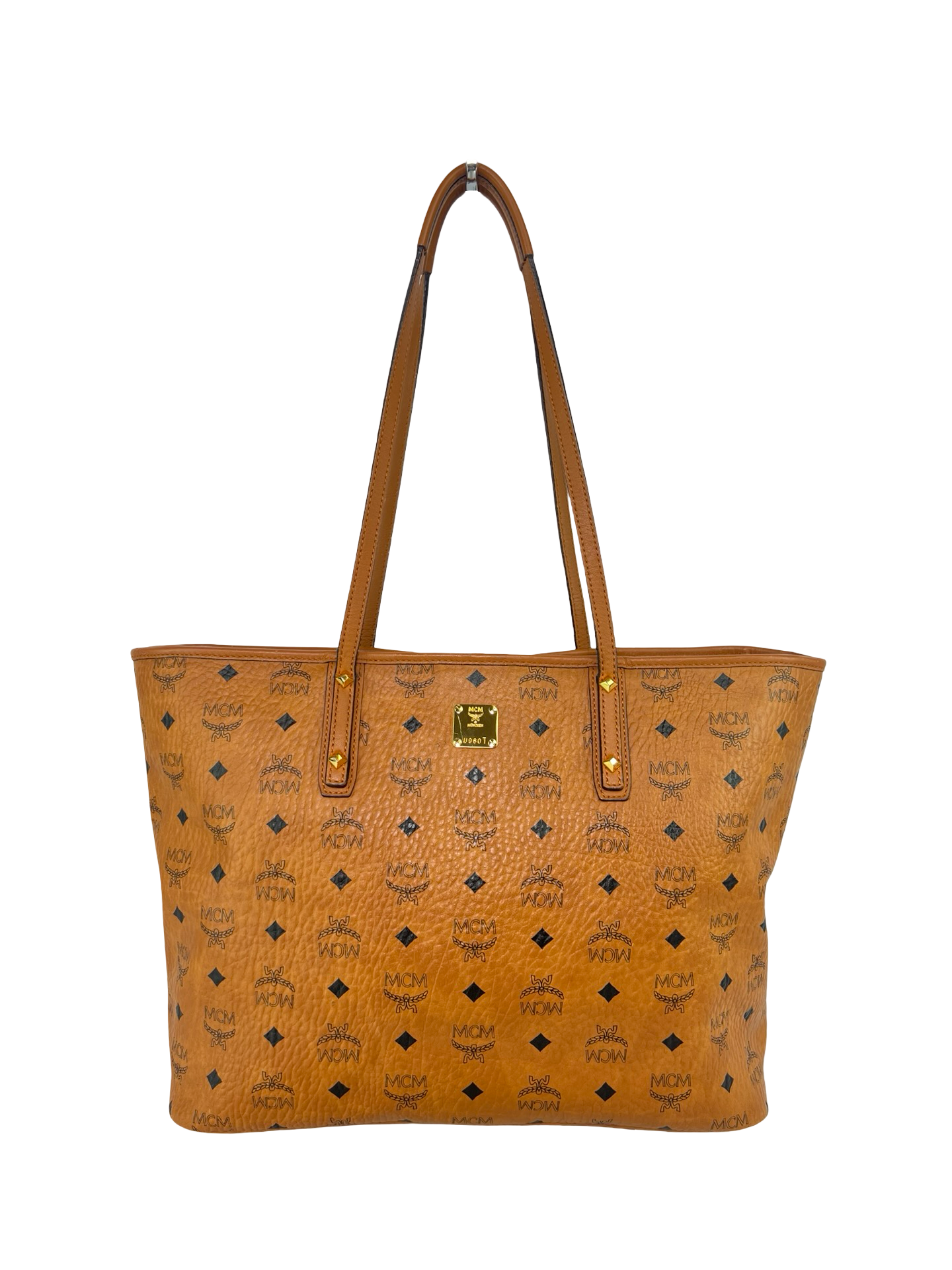 MCM Visetos Medium Anya Top Zip Shopper Tote