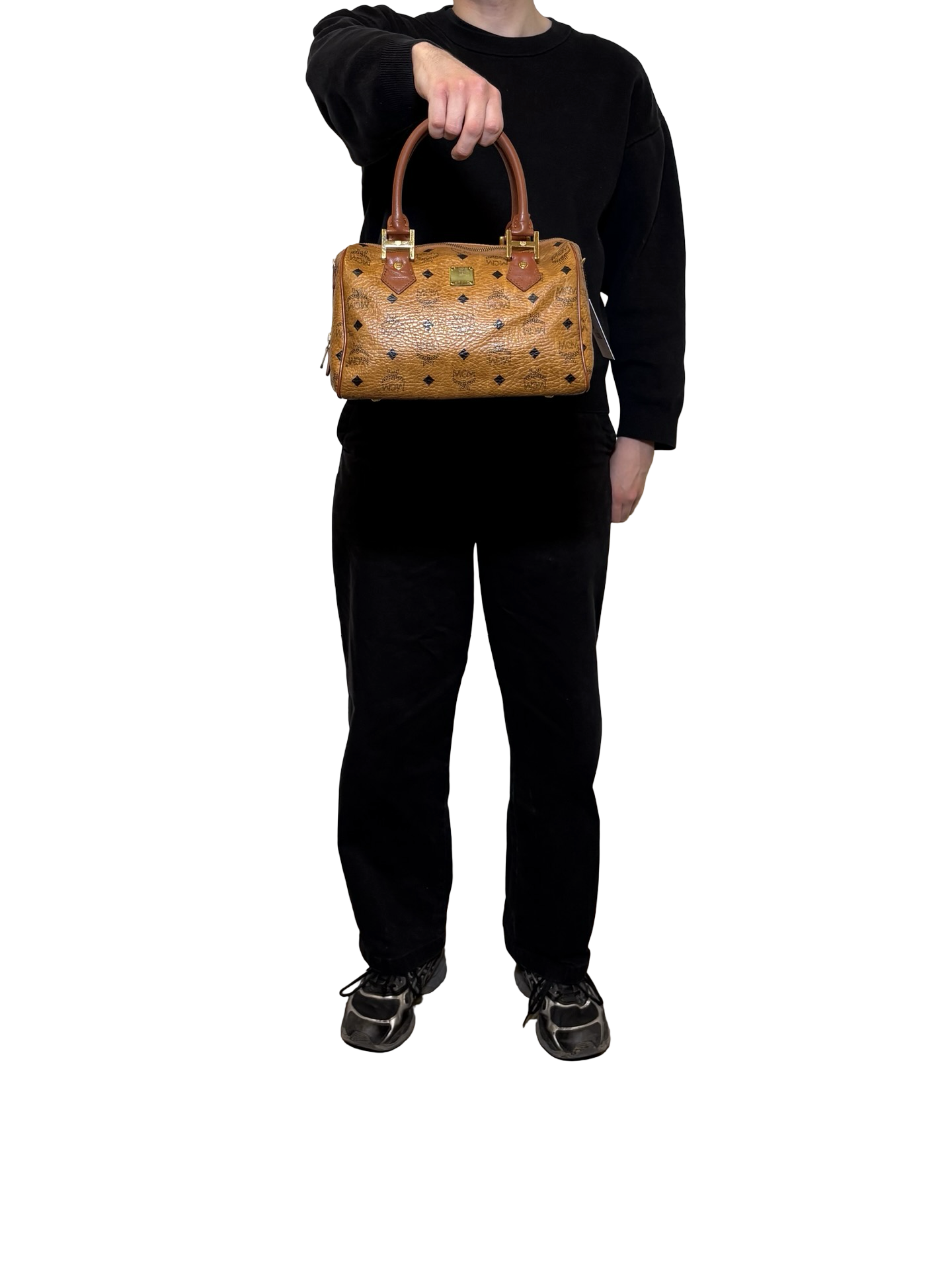 MCM Visetos Logogram Boston Bag 25