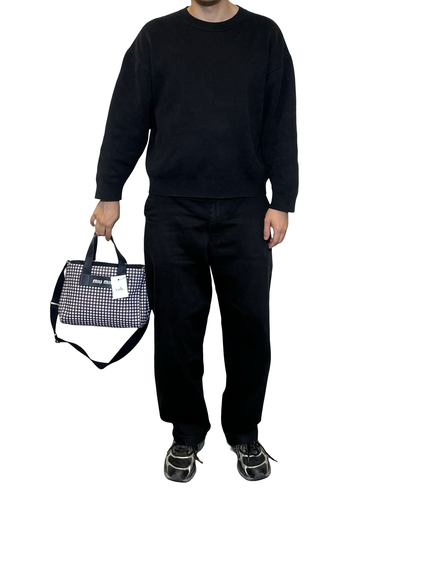 Miu Miu Navy Checkered Two Way Bag