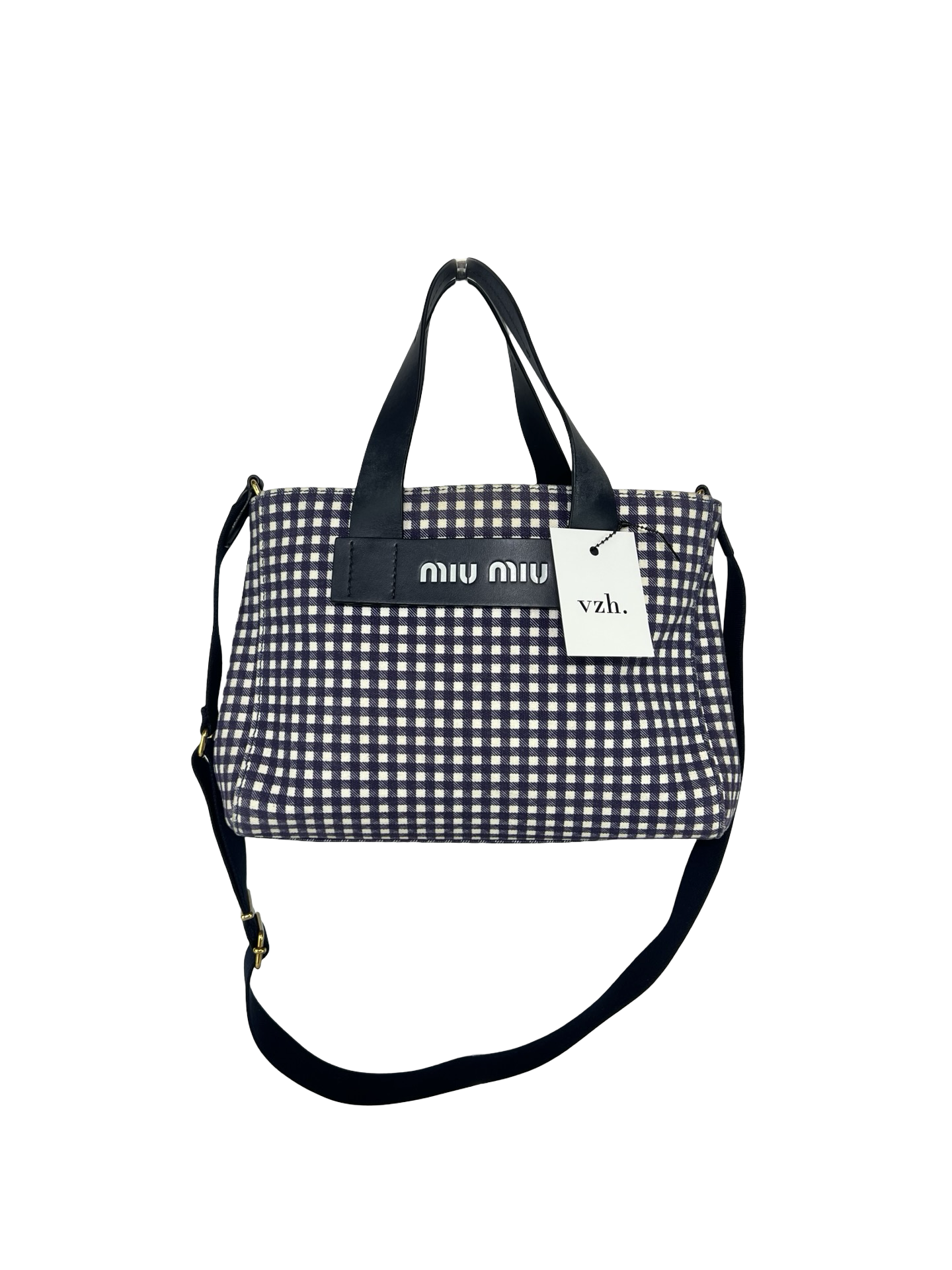 Miu Miu Navy Checkered Two Way Bag