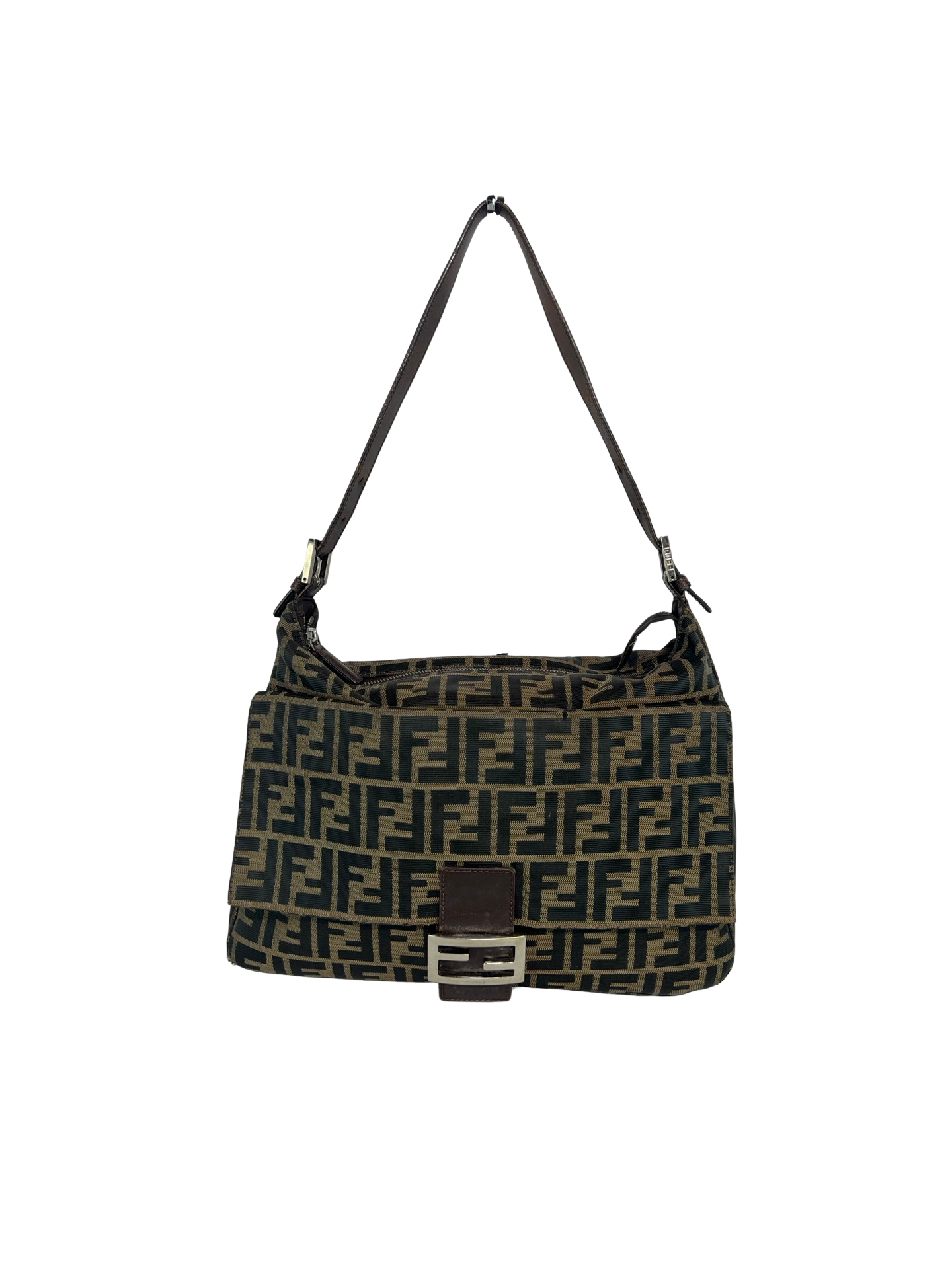 Fendi Zucca Canvas Mama Baguette Grande Shoulder Bag