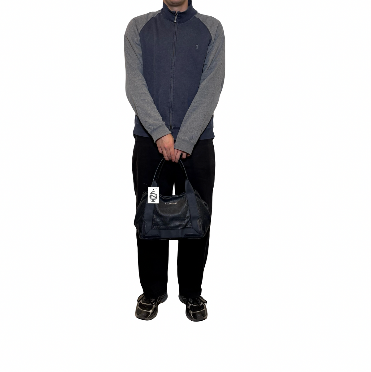 Balenciaga Leather Navy Cabas Bag