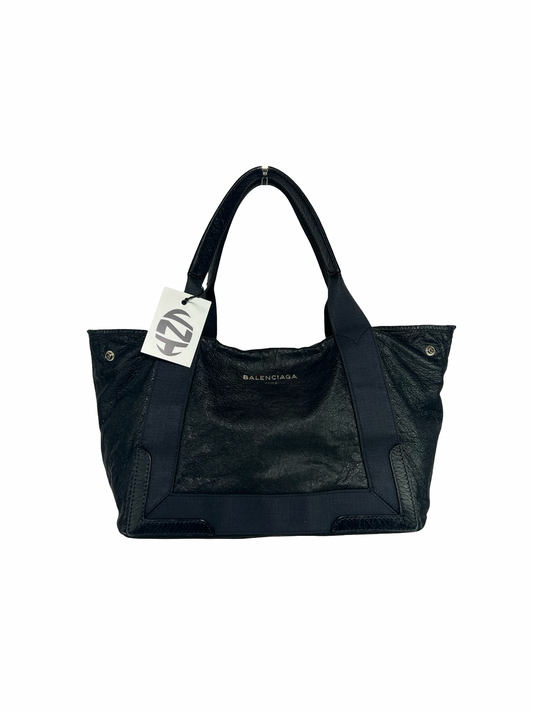 Balenciaga Leather Navy Cabas Bag