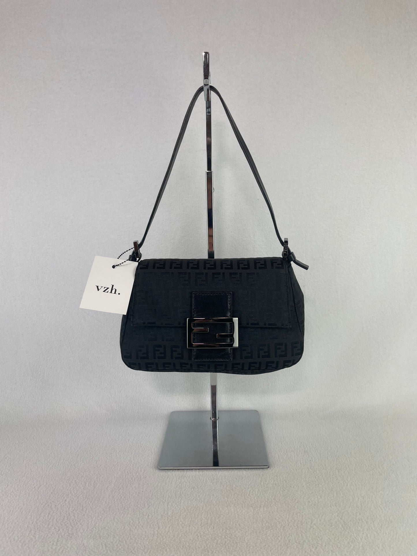 Fendi Zucchino Canvas Mini Mama Baguette Shoulder Bag