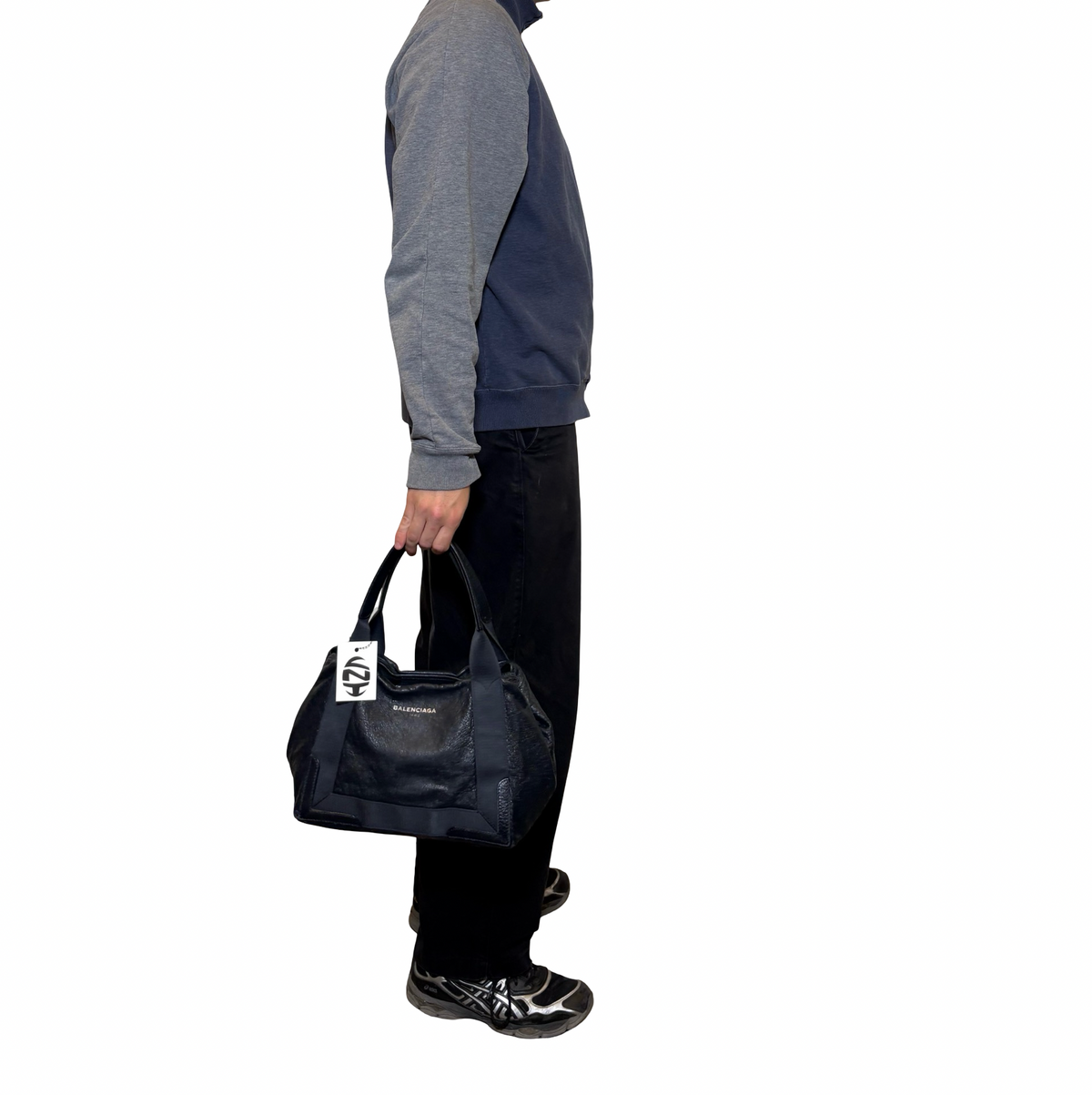 Balenciaga Leather Navy Cabas Bag
