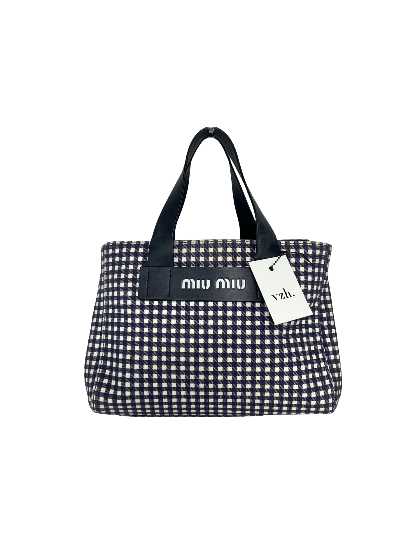 Miu Miu Navy Checkered Two Way Bag