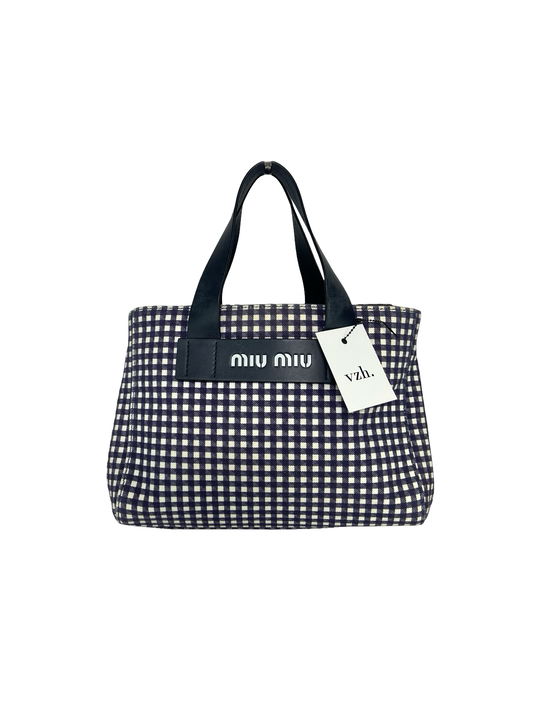 Miu Miu Navy Checkered Two Way Bag