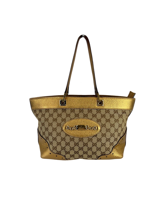 Gucci Vintage Gold Canvas Tote Bag