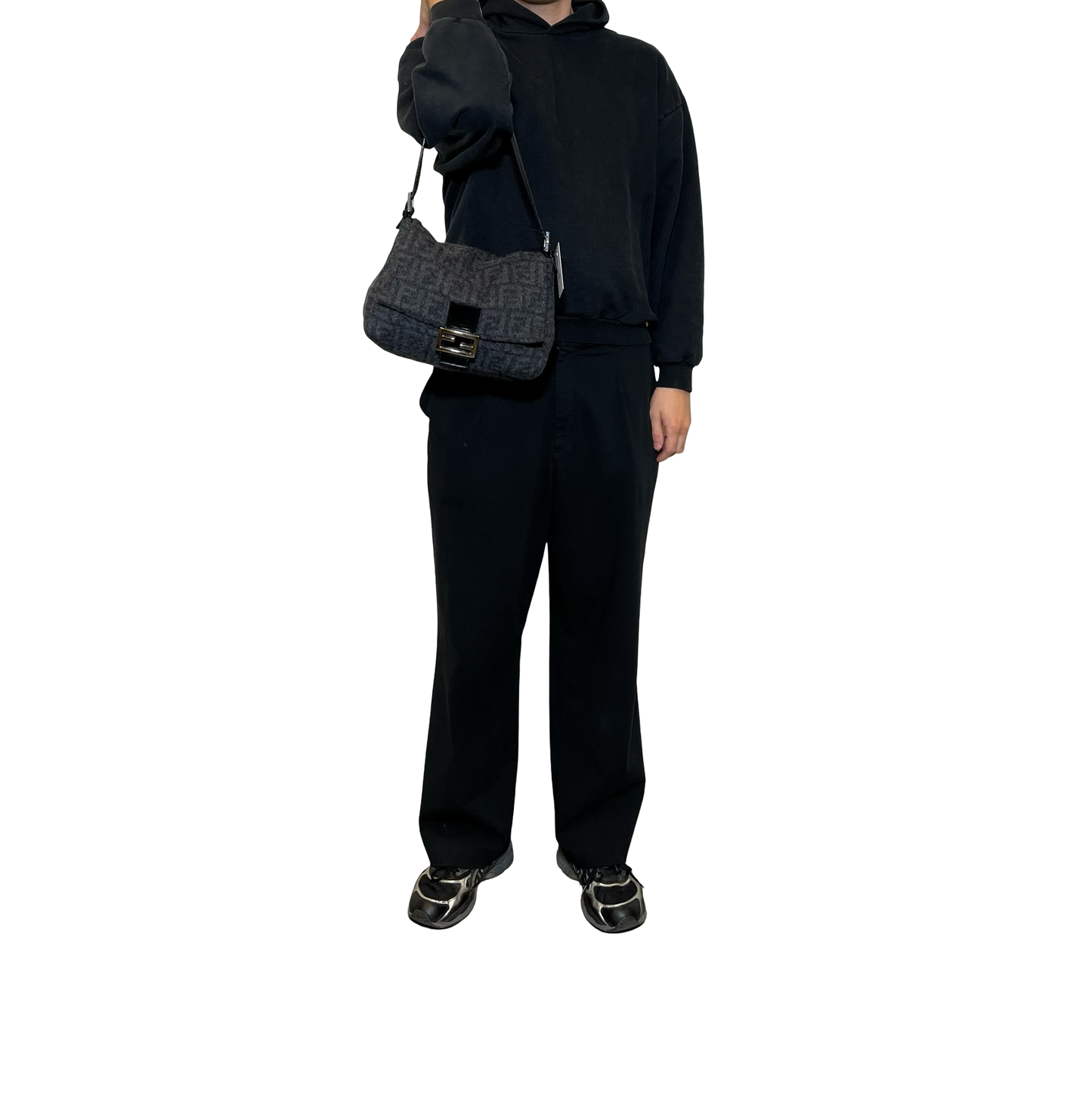Fendi Wool Mamma Baguette Shoulder Bag