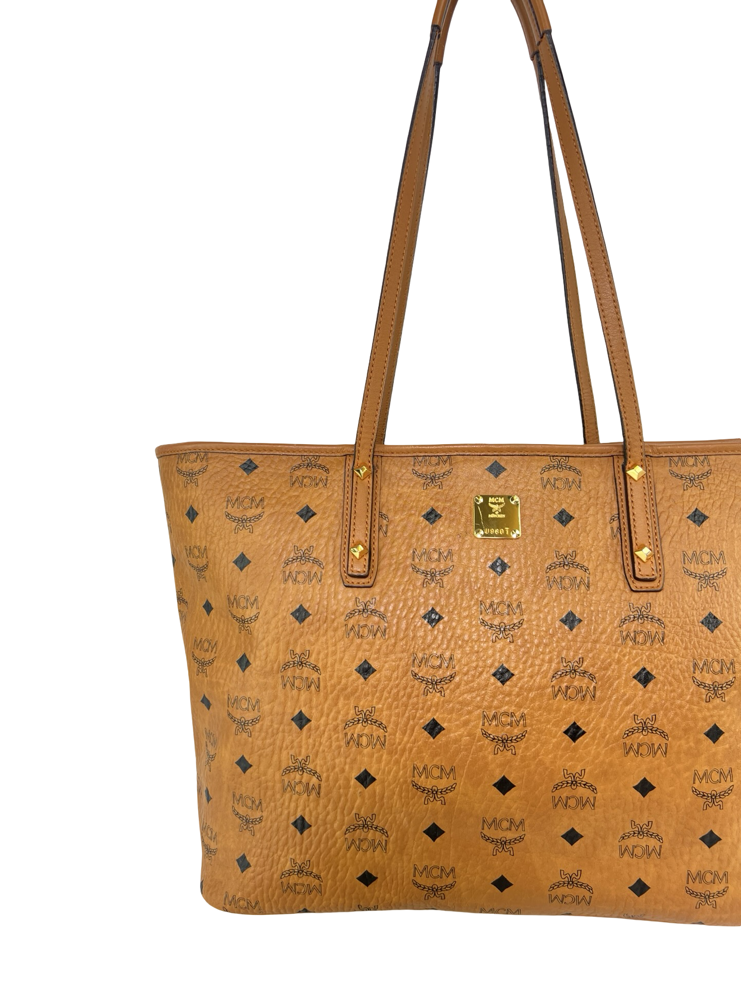 MCM Visetos Medium Anya Top Zip Shopper Tote