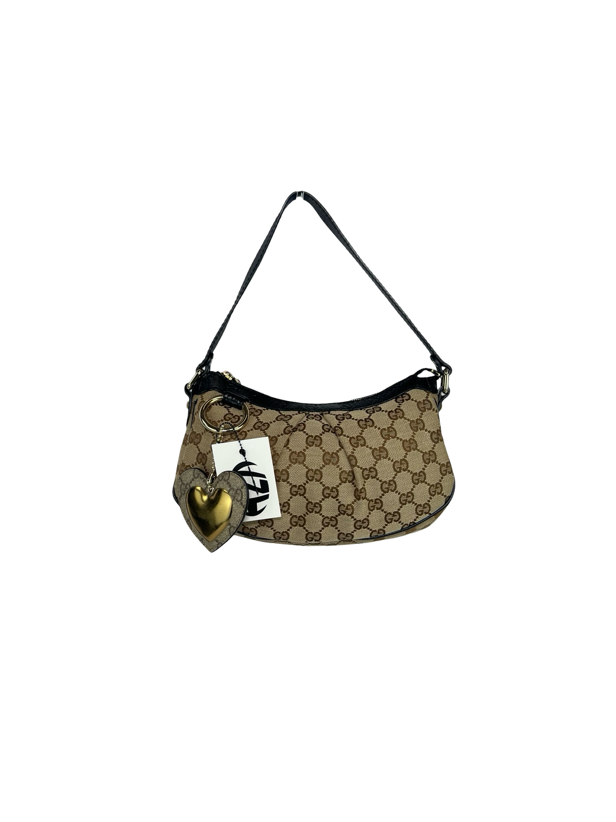Gucci Canvas Heart Charm Mini Shoulder Bag