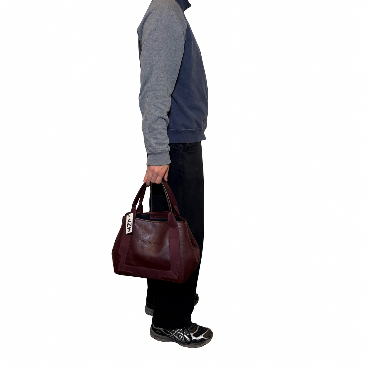 Balenciaga Leather Navy Cabas Bag