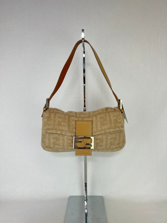 Fendi Wool Mamma Baguette Shoulder Bag