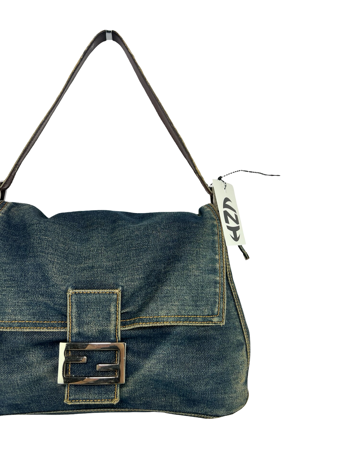 Fendi Denim Mamma Baguette Shoulder Bag