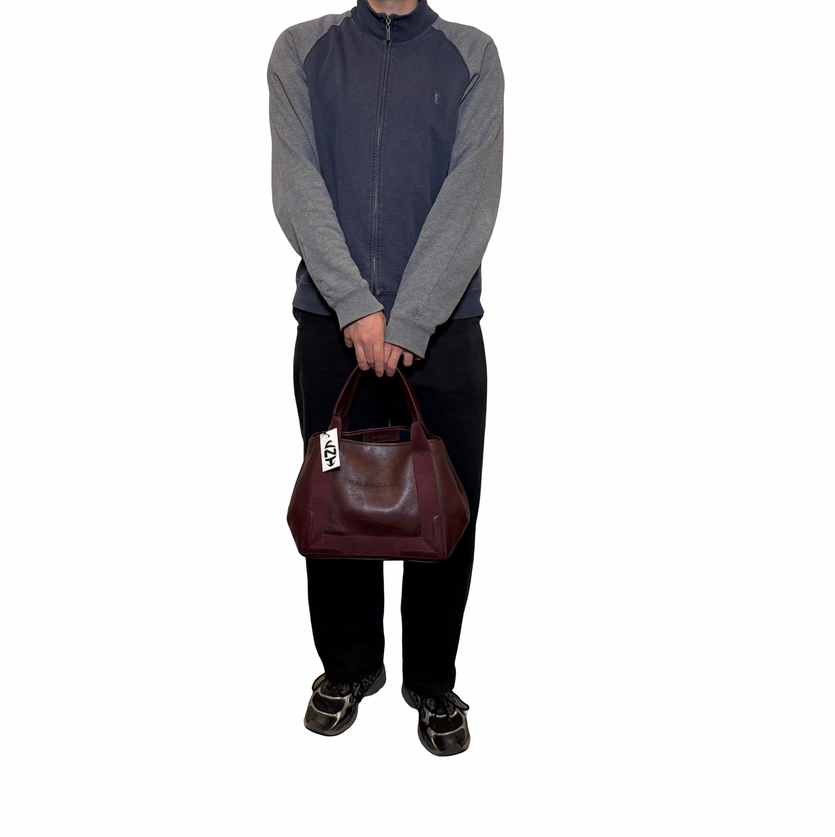Balenciaga Leather Navy Cabas Bag